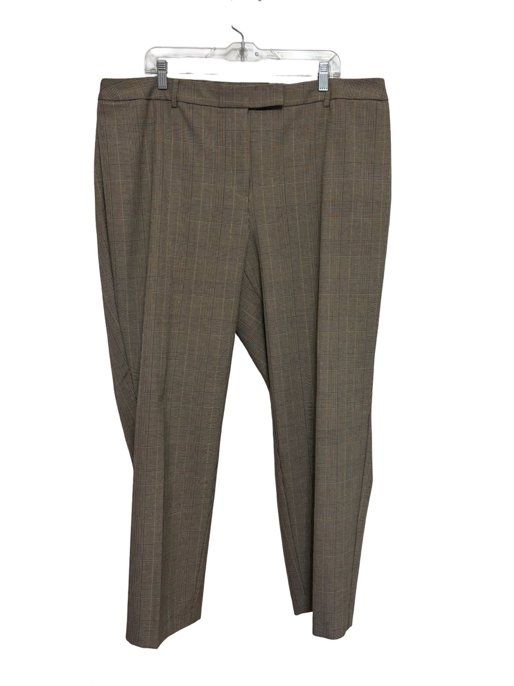 NEW Talbots Plus High Waisted Straight Pant in Brown Multi Glen Plaid - Size 20W